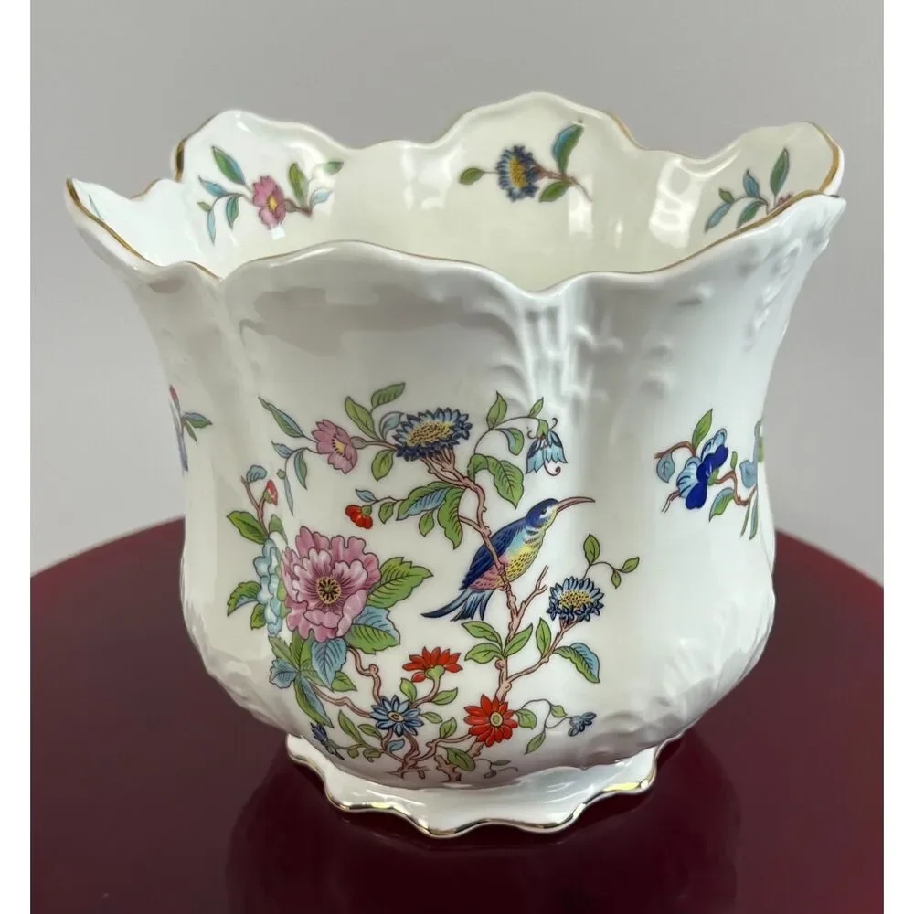 Vintage Aynsley Pembroke Victorian Cachepot Fine English Bone China  Jardiniere